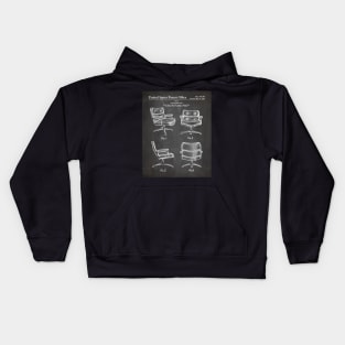 Chair Patent - Office Décor Modernist Design Art - Black Chalkboard Kids Hoodie